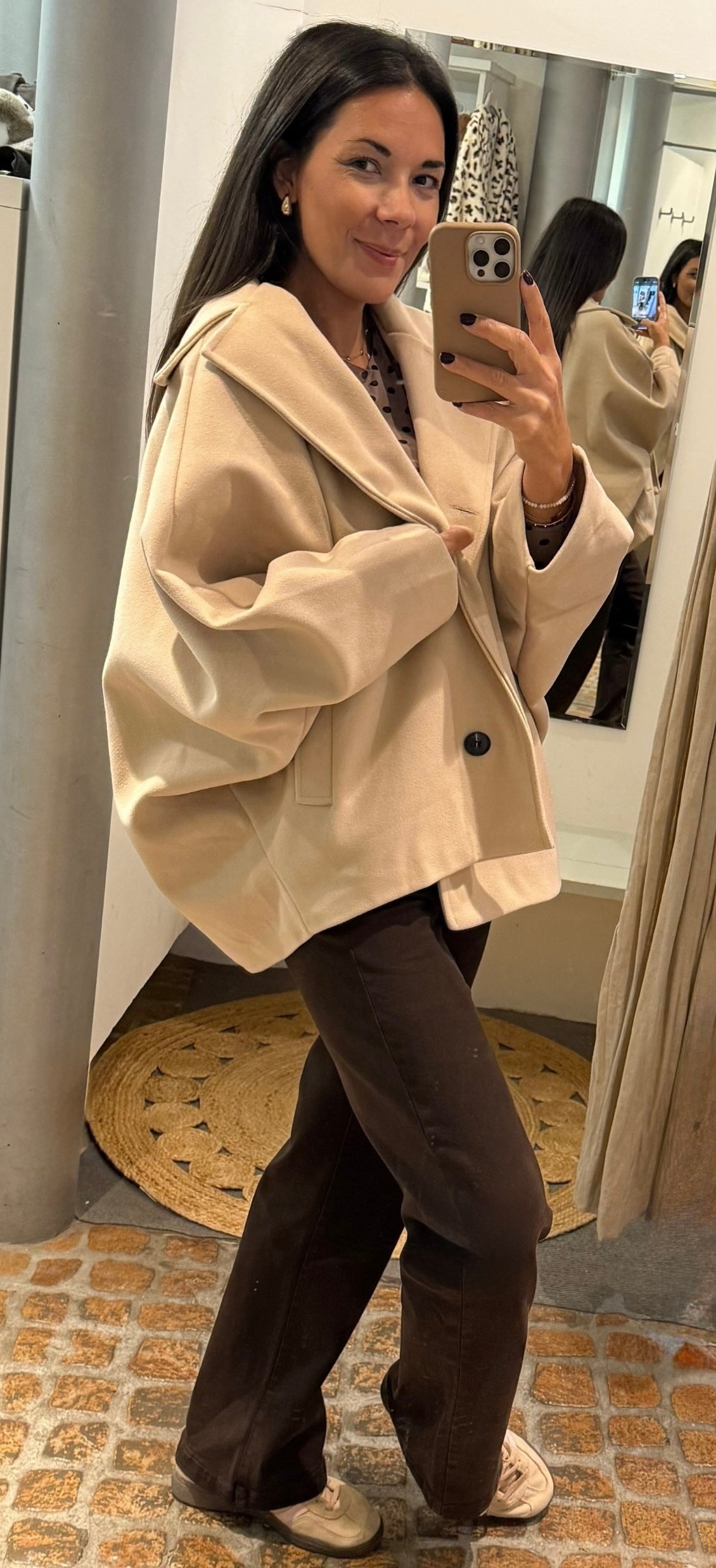 Trenchcoat Jacke Oversized Beige