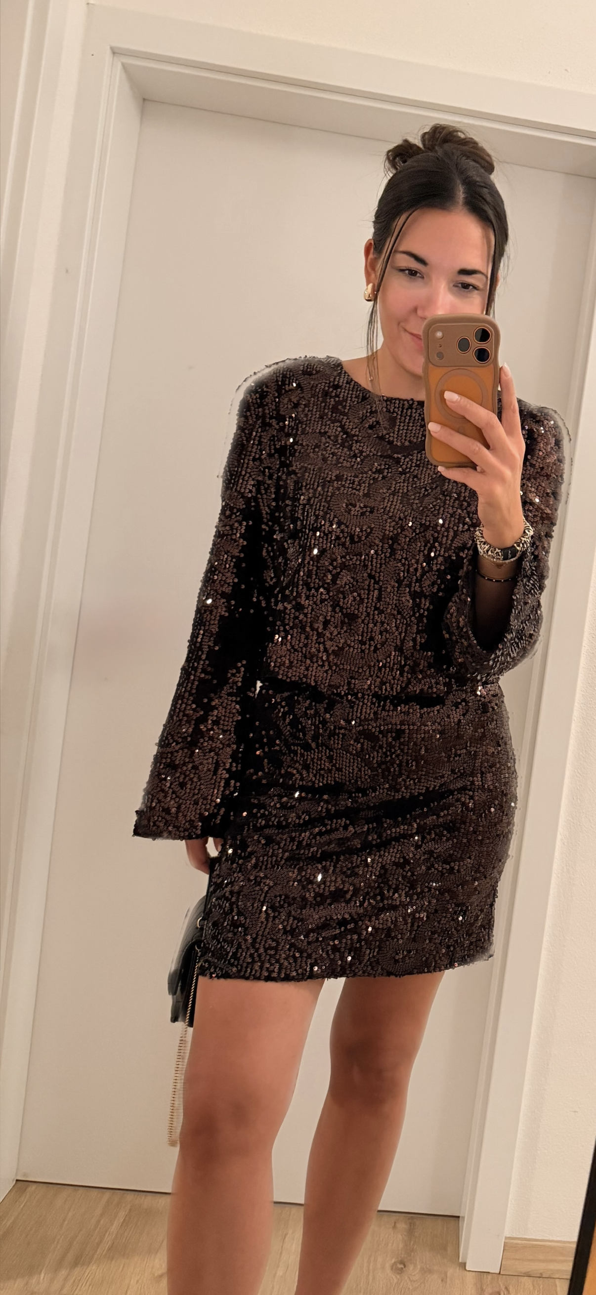 Pailletten Oberteil choco