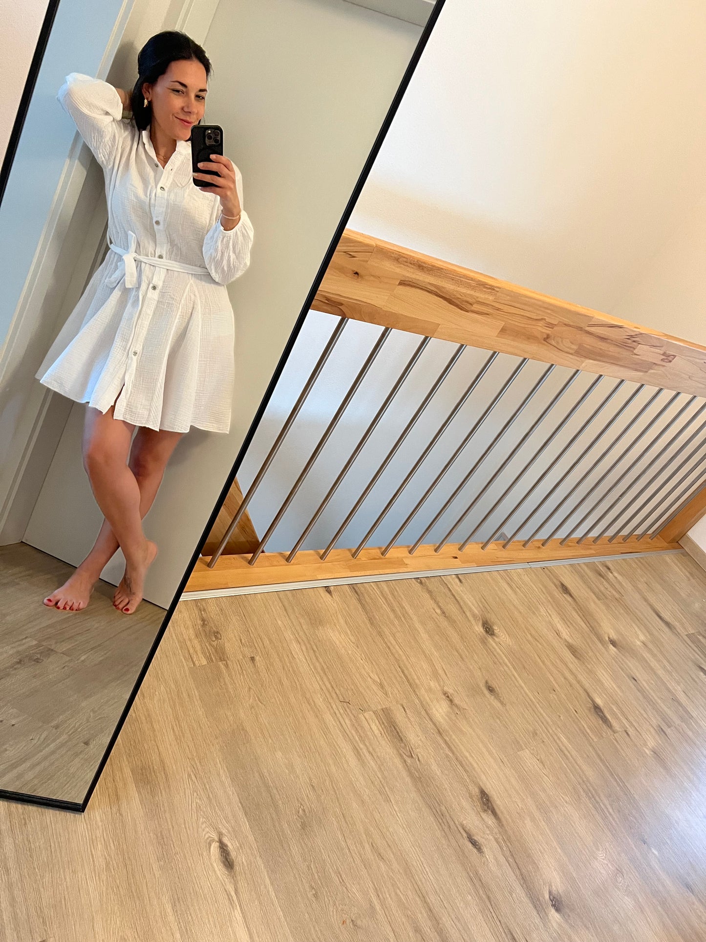 Musselin Kleid in Weiß