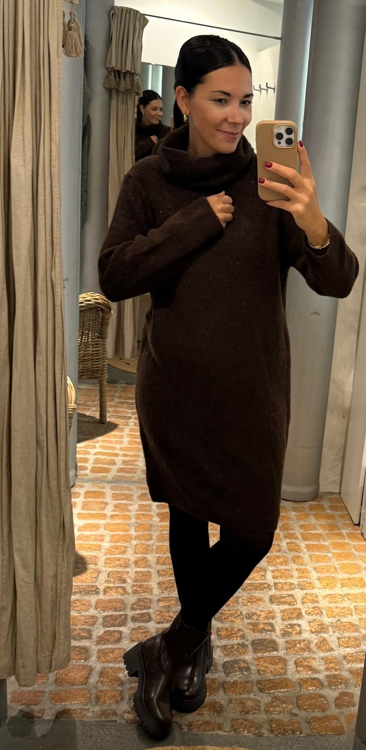 Strick Kleid in braun