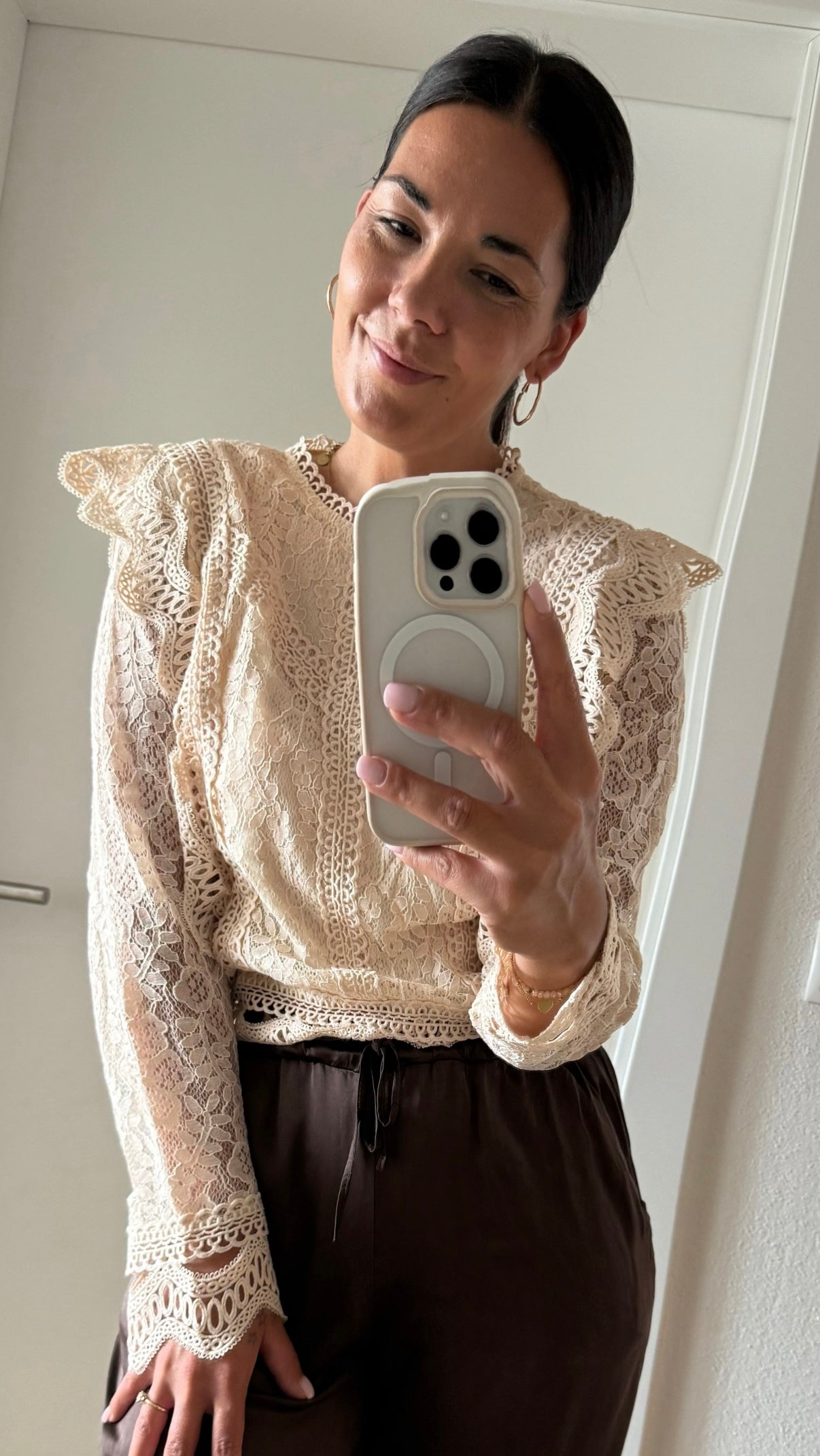 Bluse Bohemian Crochet creme
