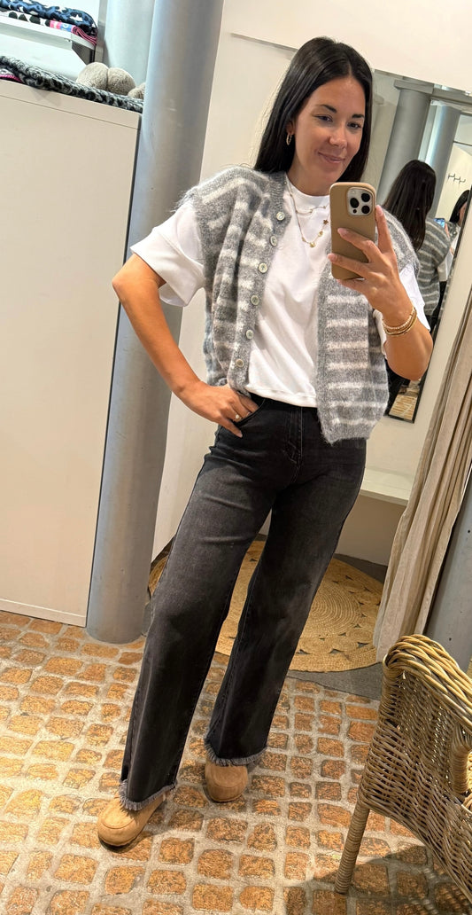 Strick Weste STRIPES in grau