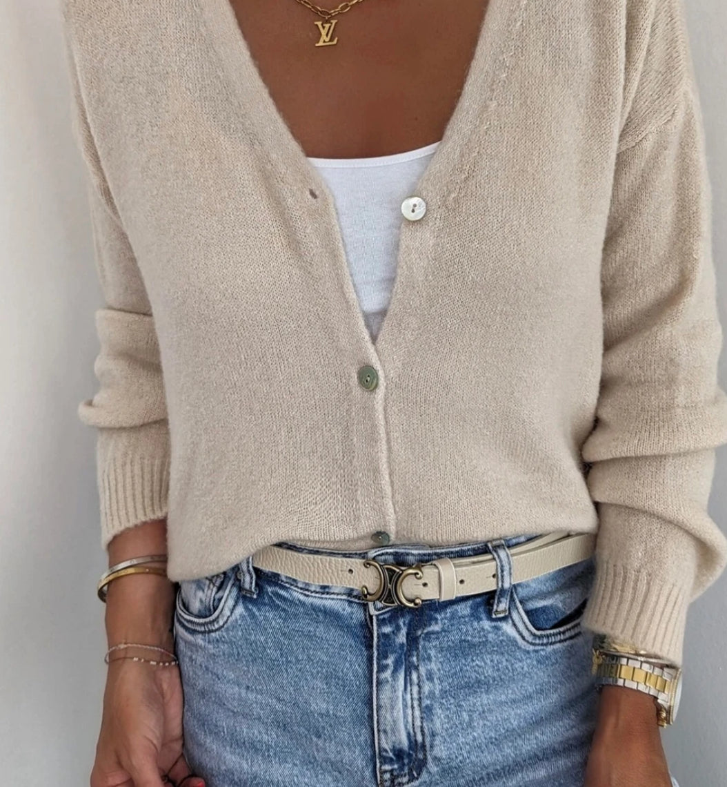 Cardigan V-Ausschnitt in beige