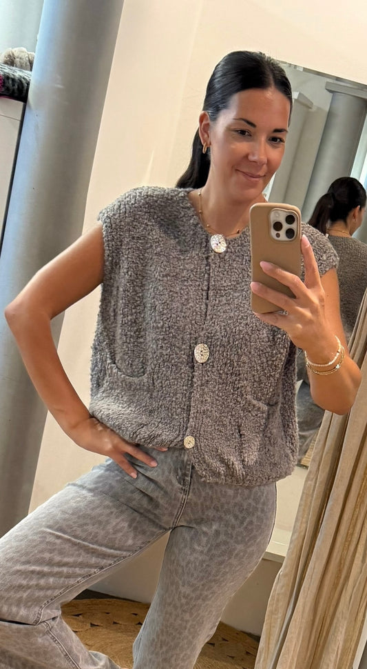 Strick Pullunder Buttons anthrazit