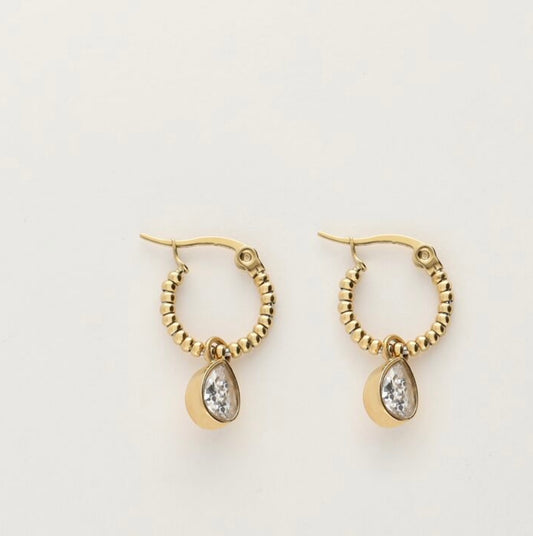 My Jewellery Creolen mit Strassstein Tropfen gold