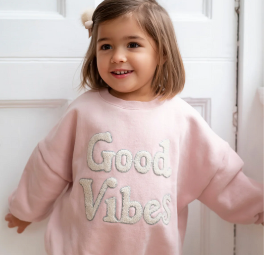 Little Prince & Sister Sweatshirt GOOD VIBES in rosa