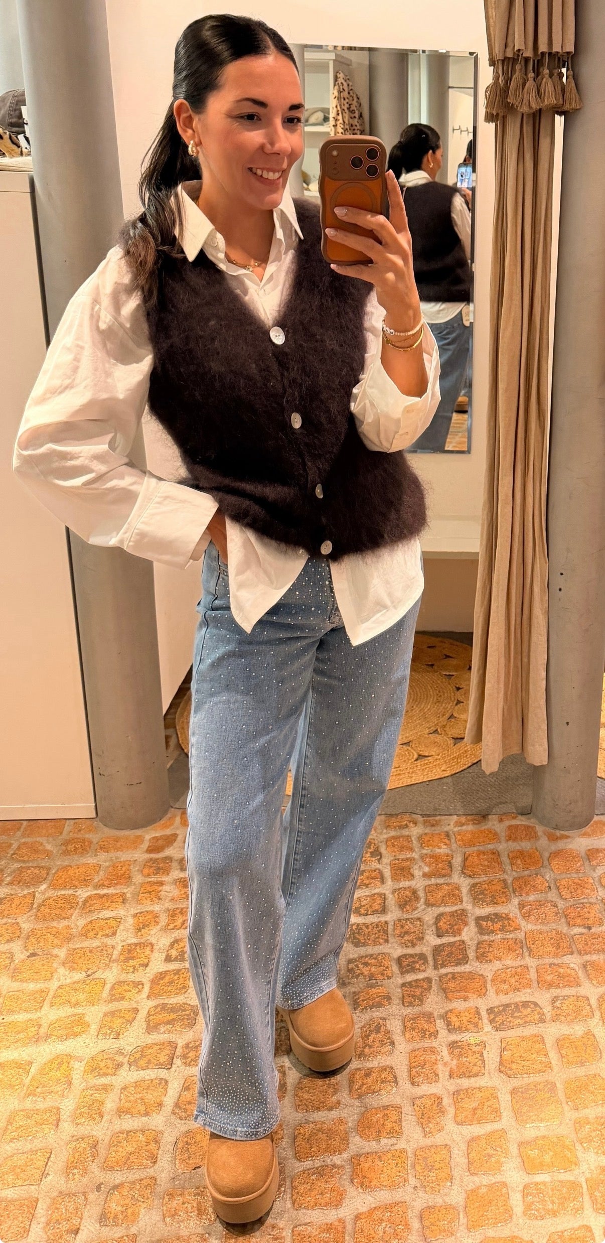 Mohai Pullunder Weste schokobraun