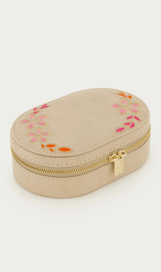 My Jewellery Hochwertiges Schmuckkästchen mit bestickten Blumen