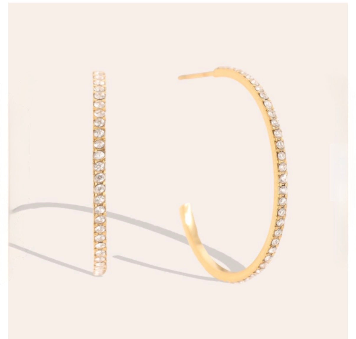 Ohrringe Big Hoops Strass gold