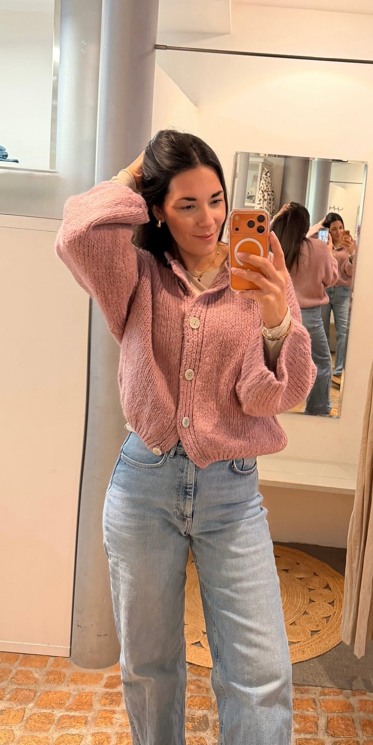 Grobstrick Cardigan altrosa