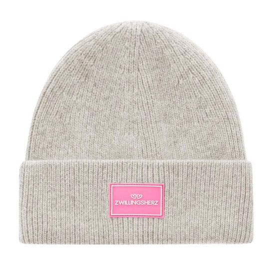 Zwillingsherz Mütze Patch in grau