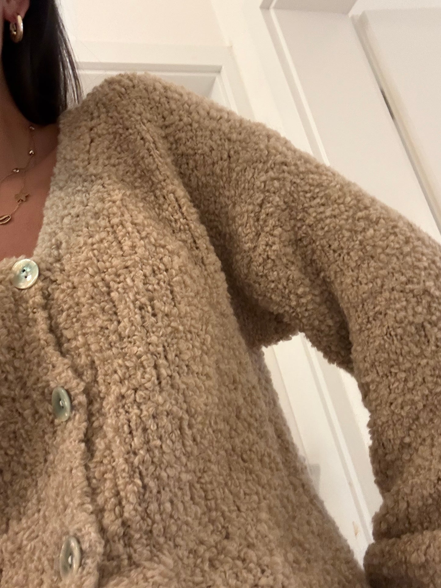 Zwillingsherz Plüsch Cardigan in beige