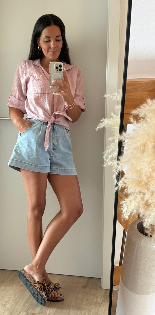 Leinen Bluse in mauve