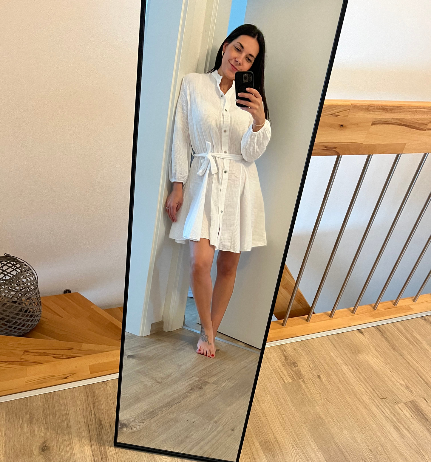 Musselin Kleid in Weiß