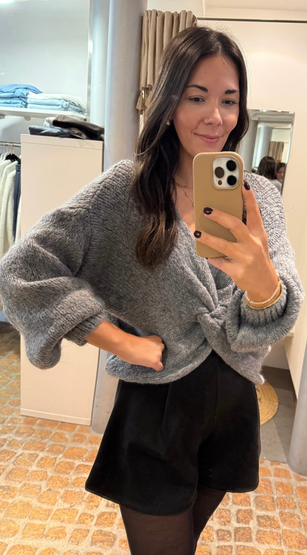 Strick Pullover Knoten in Anthrazit