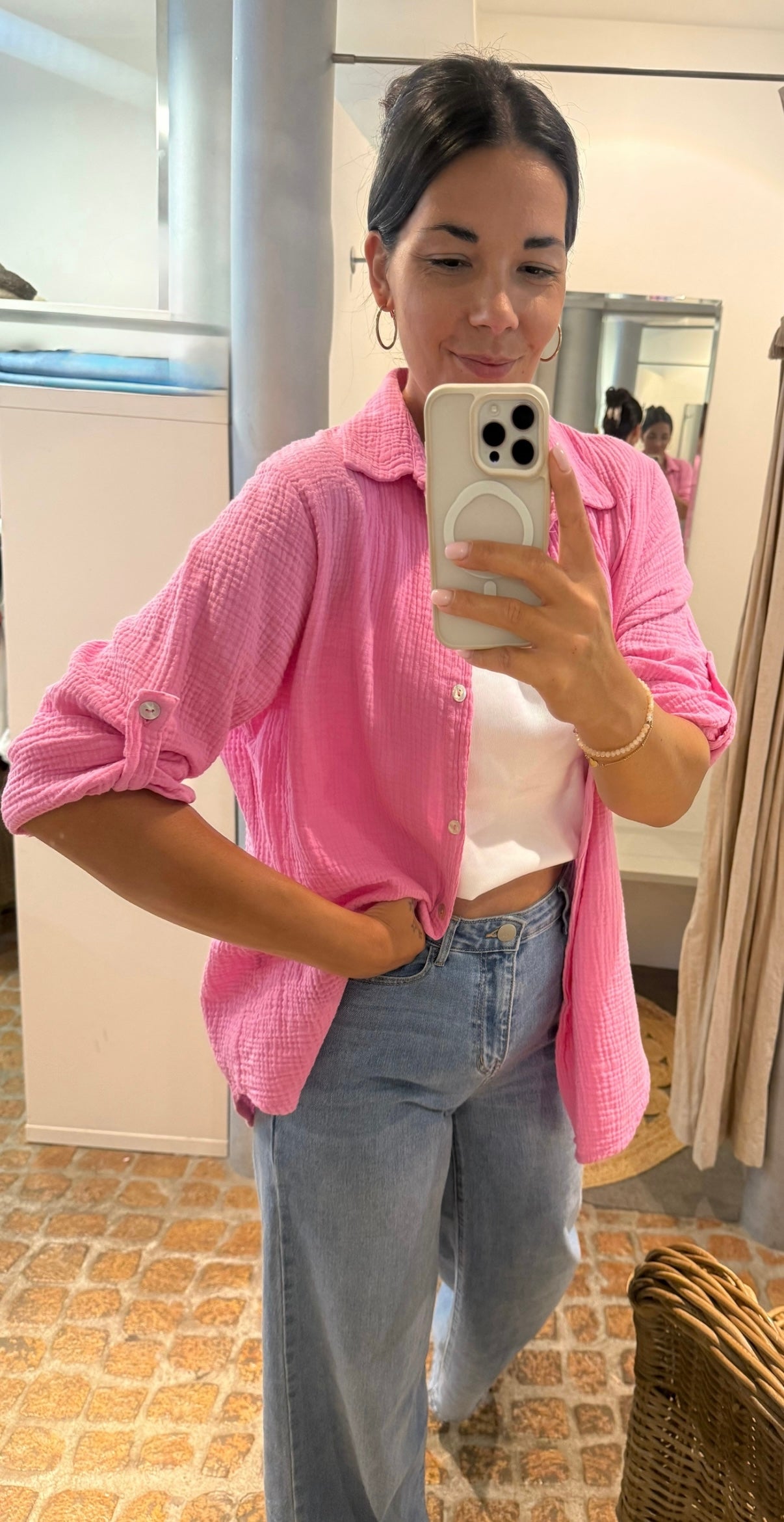 Musselin Bluse pink