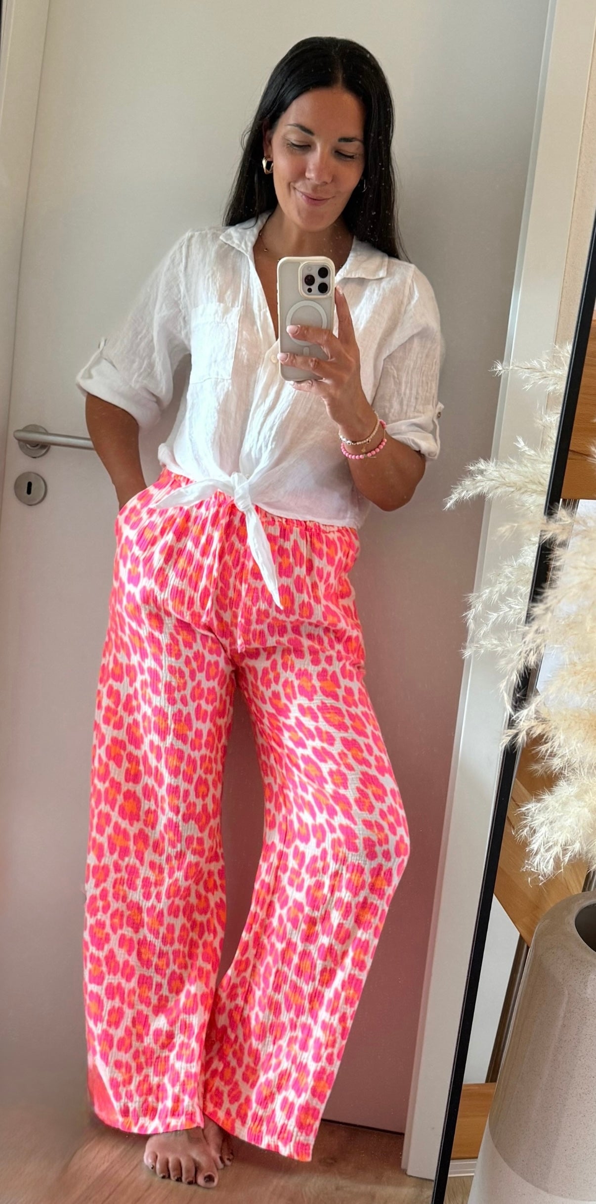 Musselin Hose LEO pink