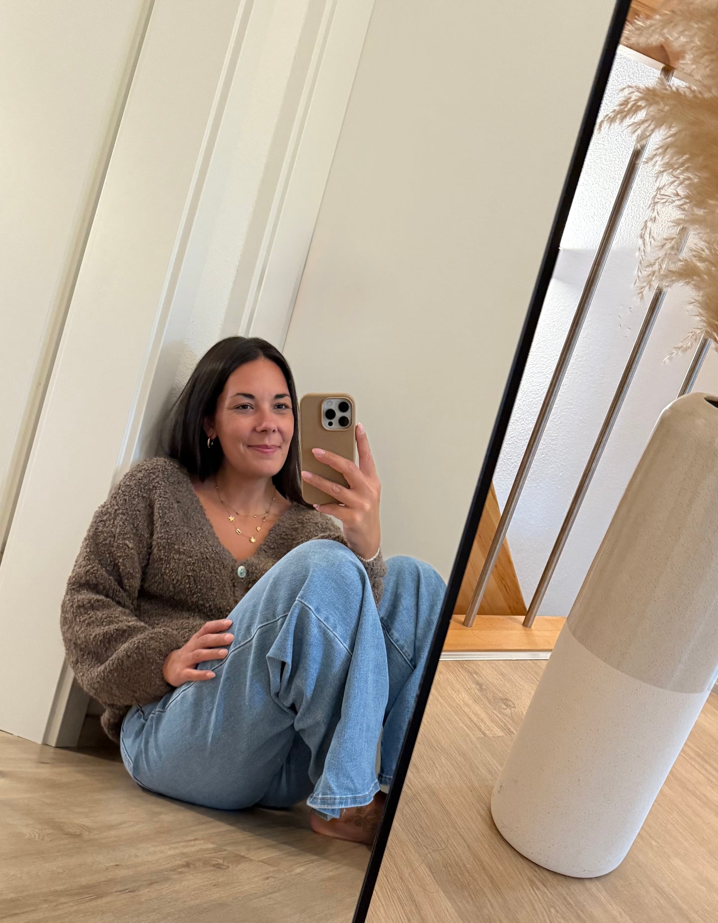 Zwillingsherz Plüsch Cardigan in braun