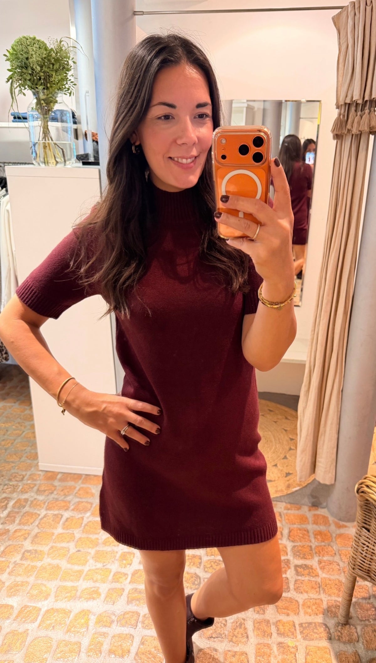 STRICK KLEID TURTLE NECK BURGUNDY