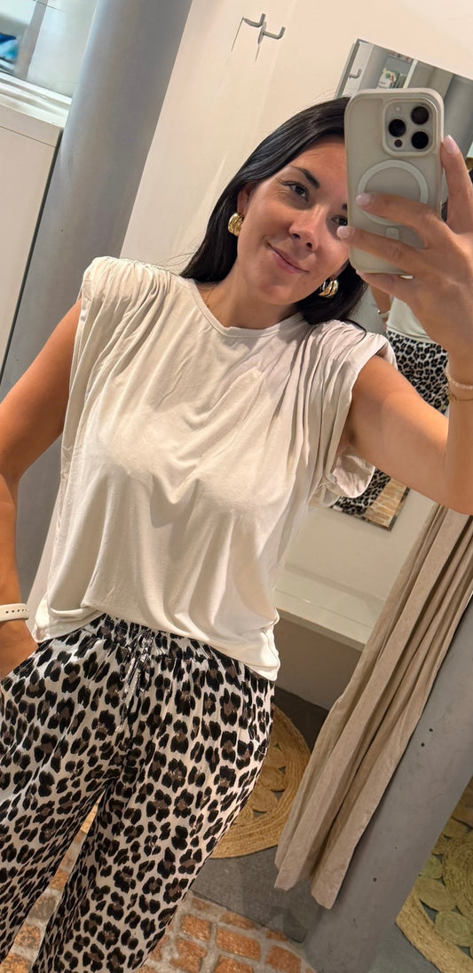 Ärmelloses Shirt in beige