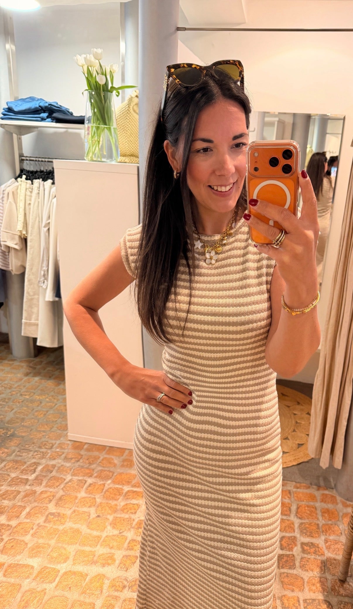 EVERYDAY KLEID STRIPES CAPPUCCINO