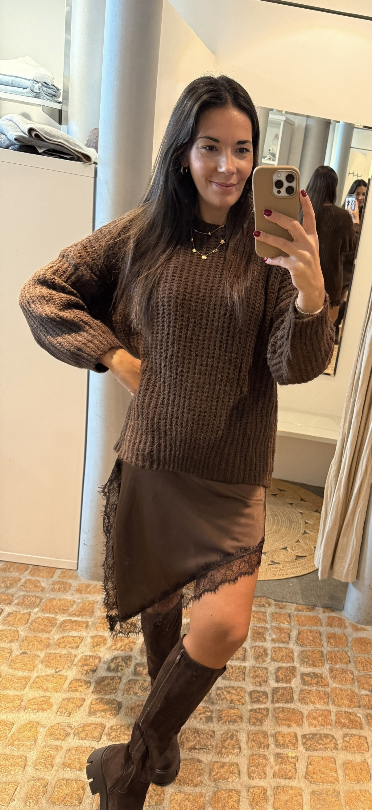 Satin Dress - Longtop choco