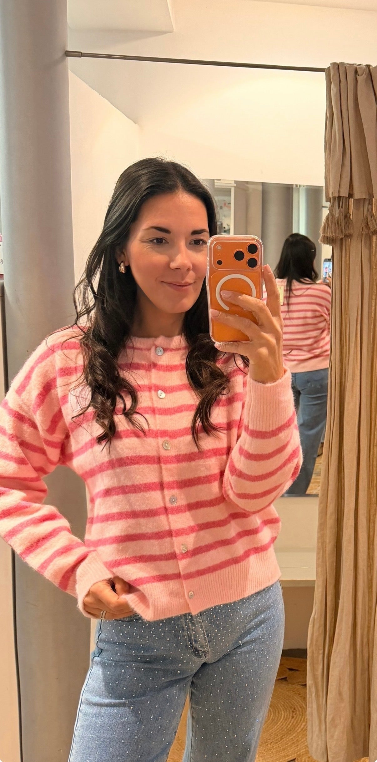 Cardigan LOVE gestreift in rosa/pink