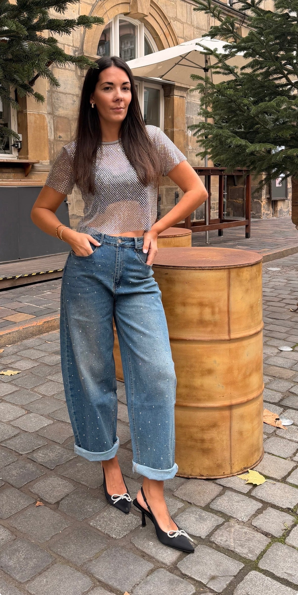 Funkelndes Netzshirt Silver