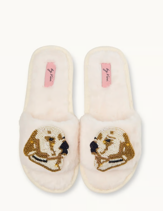 Cozy Slippers Ecru Dog