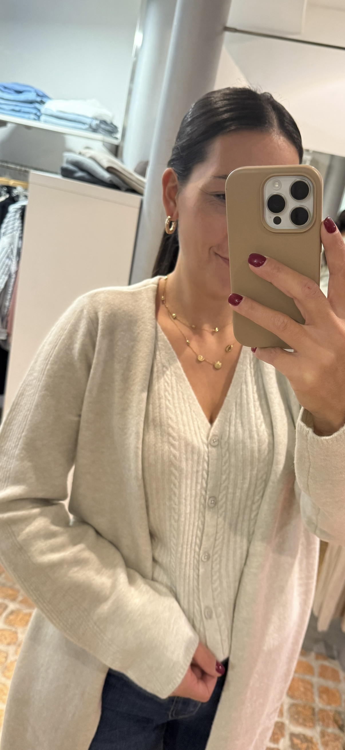 YAYA long Cardigan mit Weste im Zopfmuster