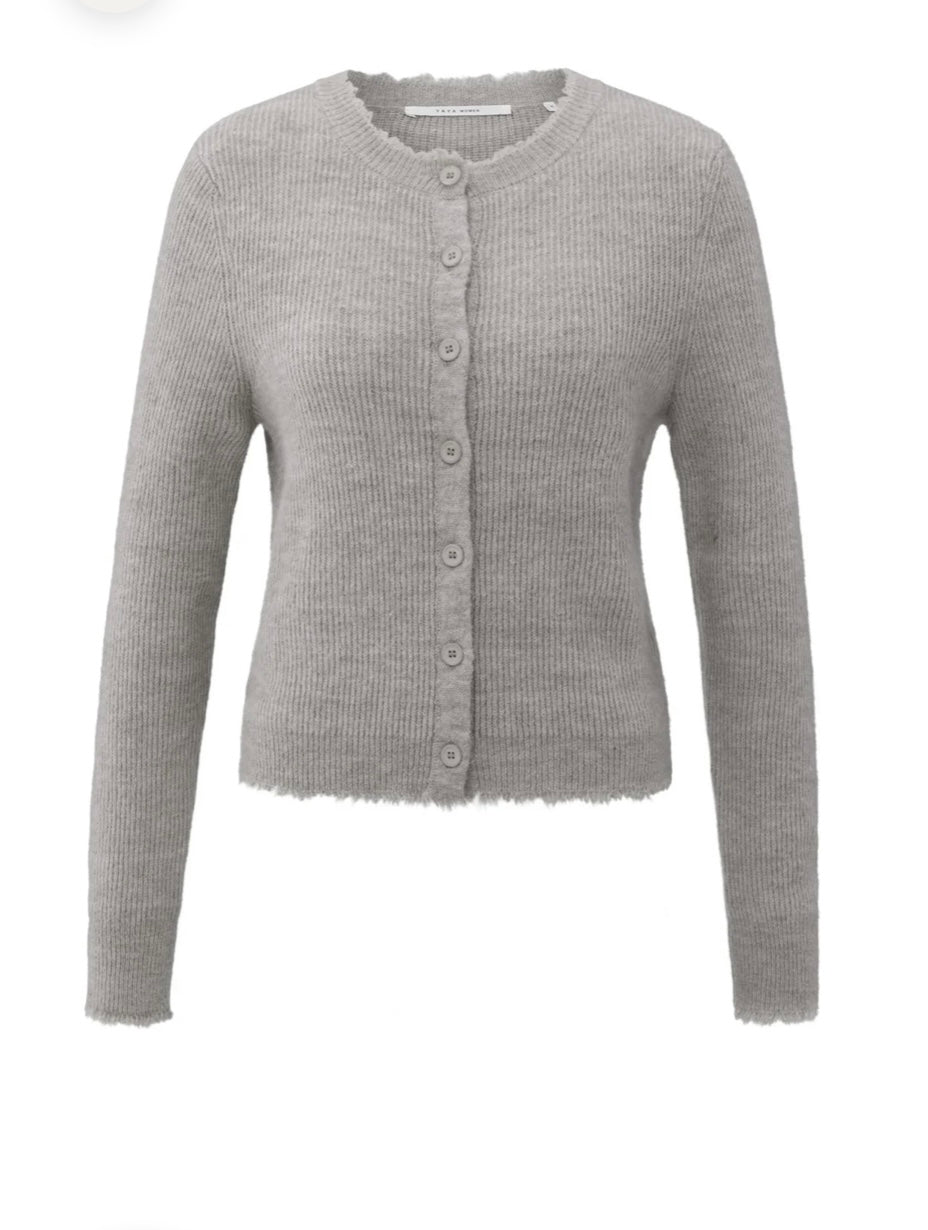 YAYA Cardigan taupe grau melange
