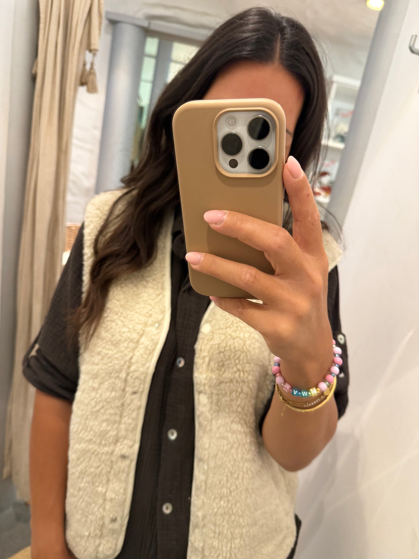 Teddy Weste Beige