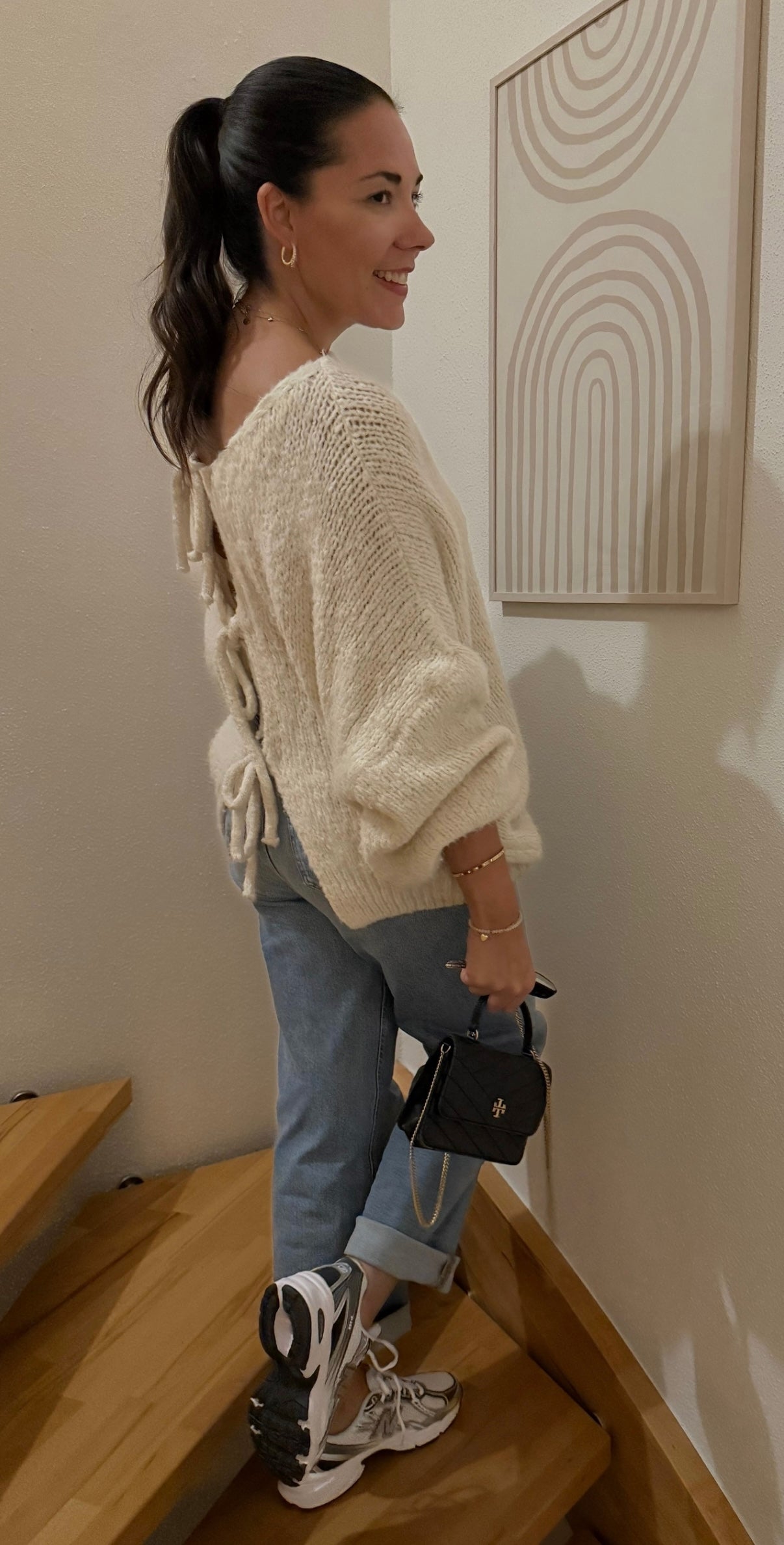 Cardigan mit Schleifen beige