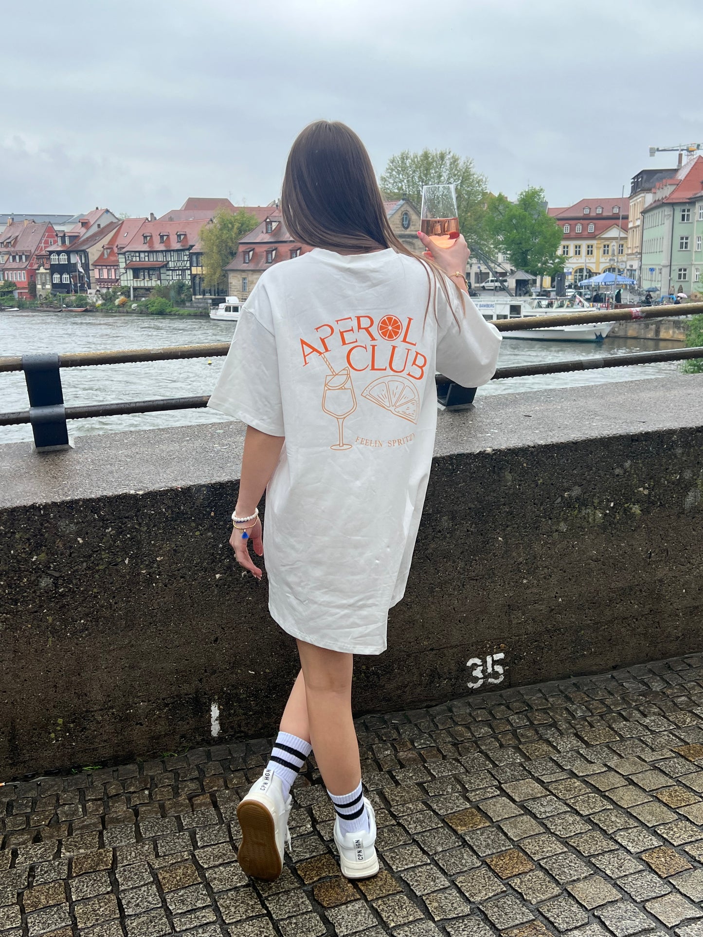 Shirtdress „Aperol“ in weiß