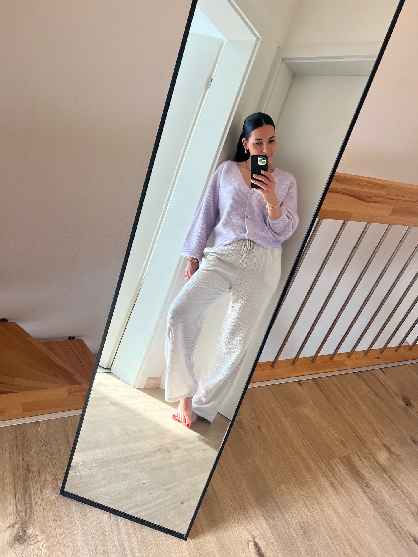 Cardigan V-Ausschnitt Jewellery in Flieder