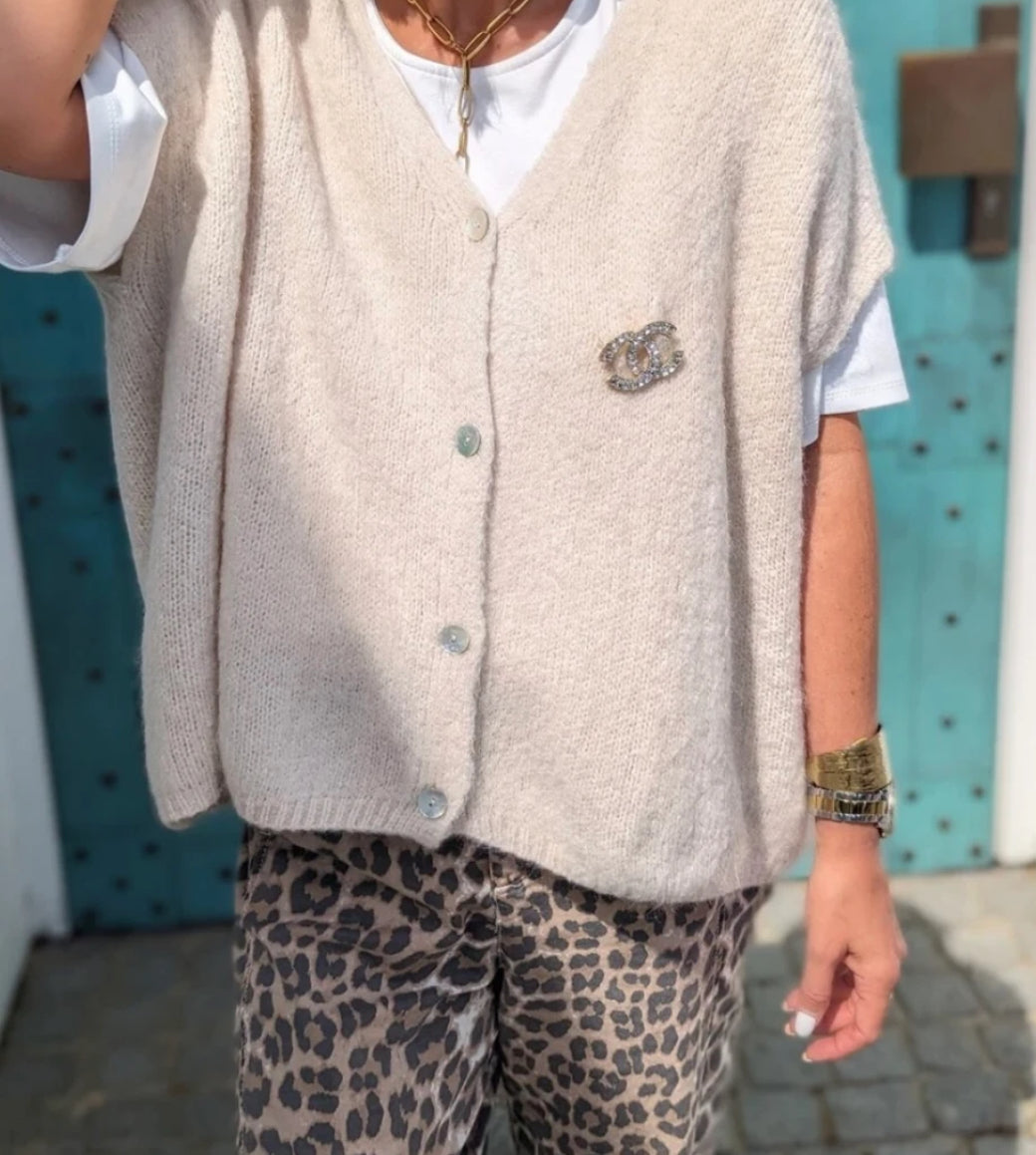 Oversized Strick Pullunder in beige