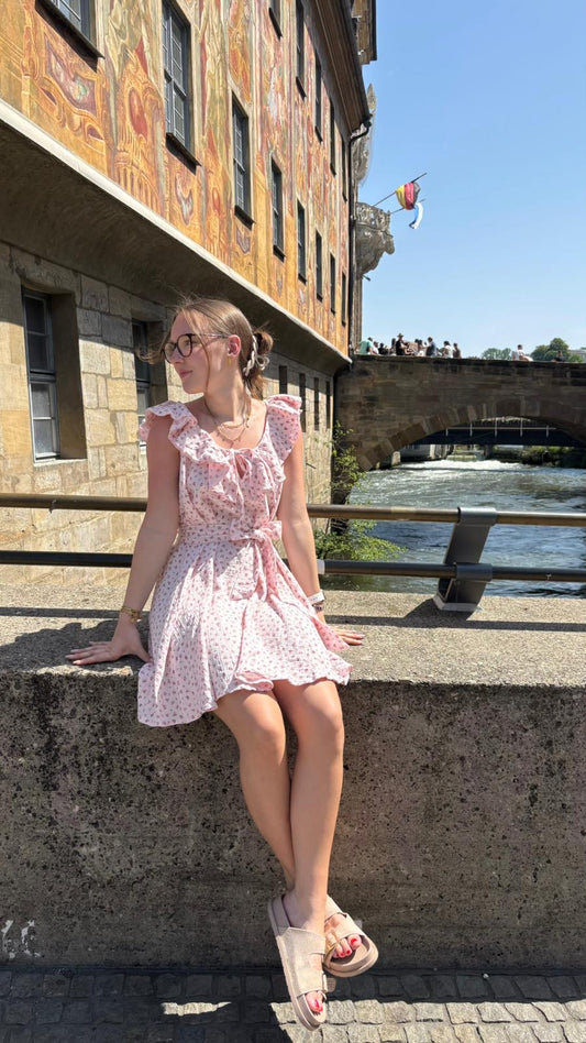 Musselin Kleid Blümchen Vintage in rosa