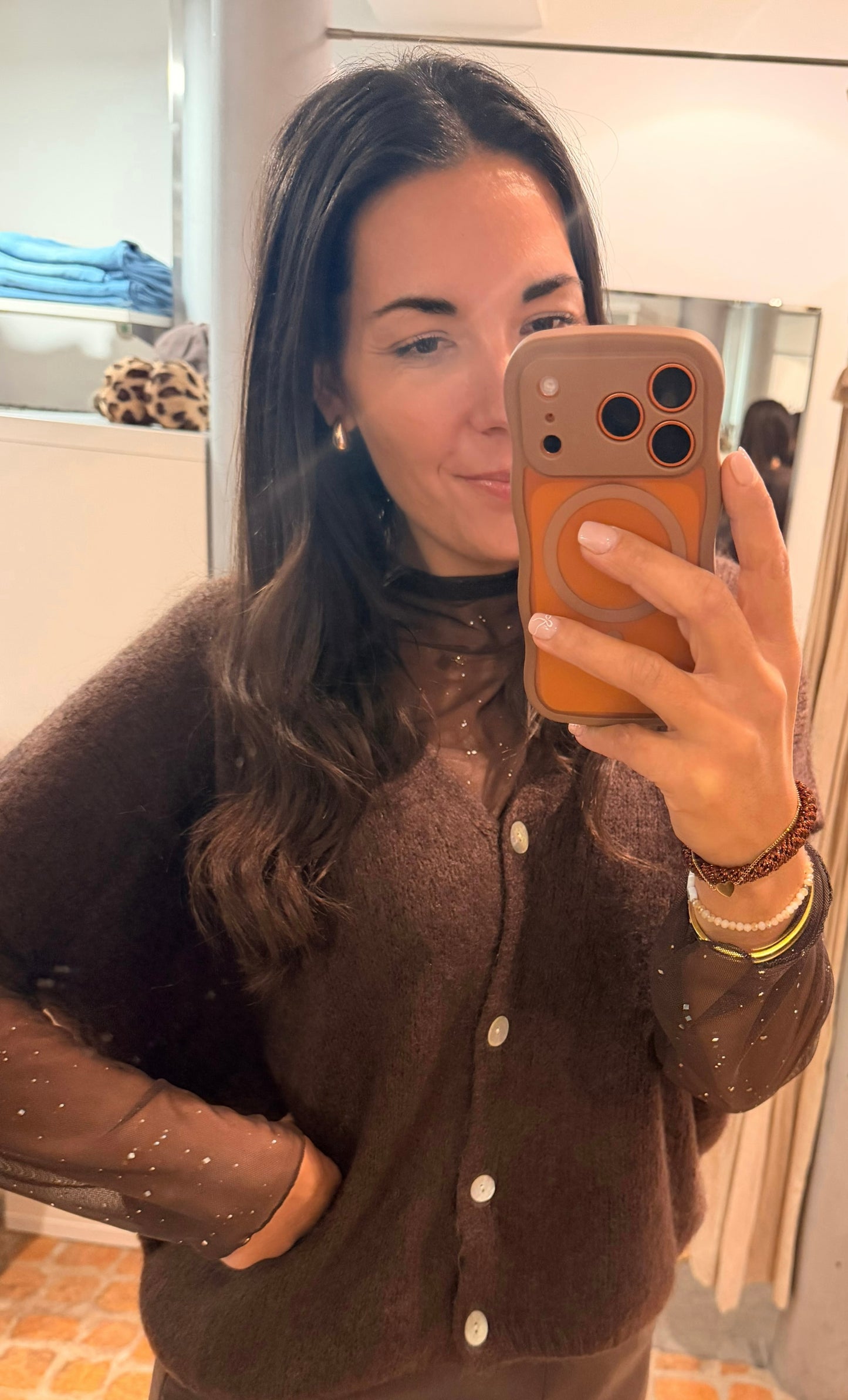 Oversized Strick Pullunder in dunkelbraun