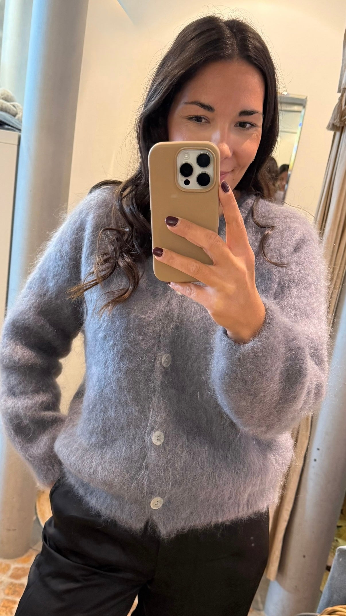 Kuscheliger Mohair Cardigan Anthrazit