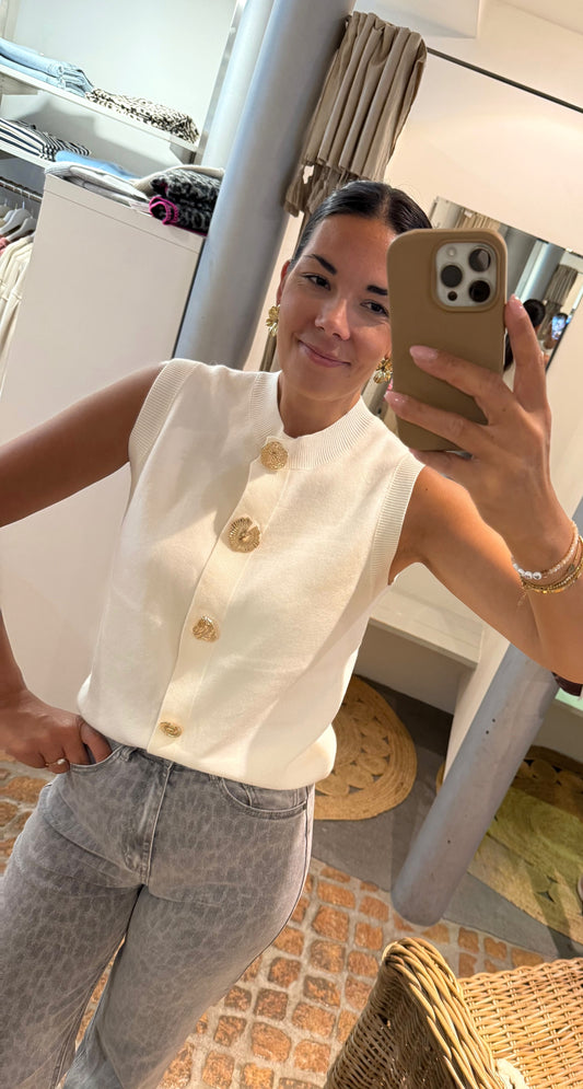 Strickweste Beautiful Buttons in ecru