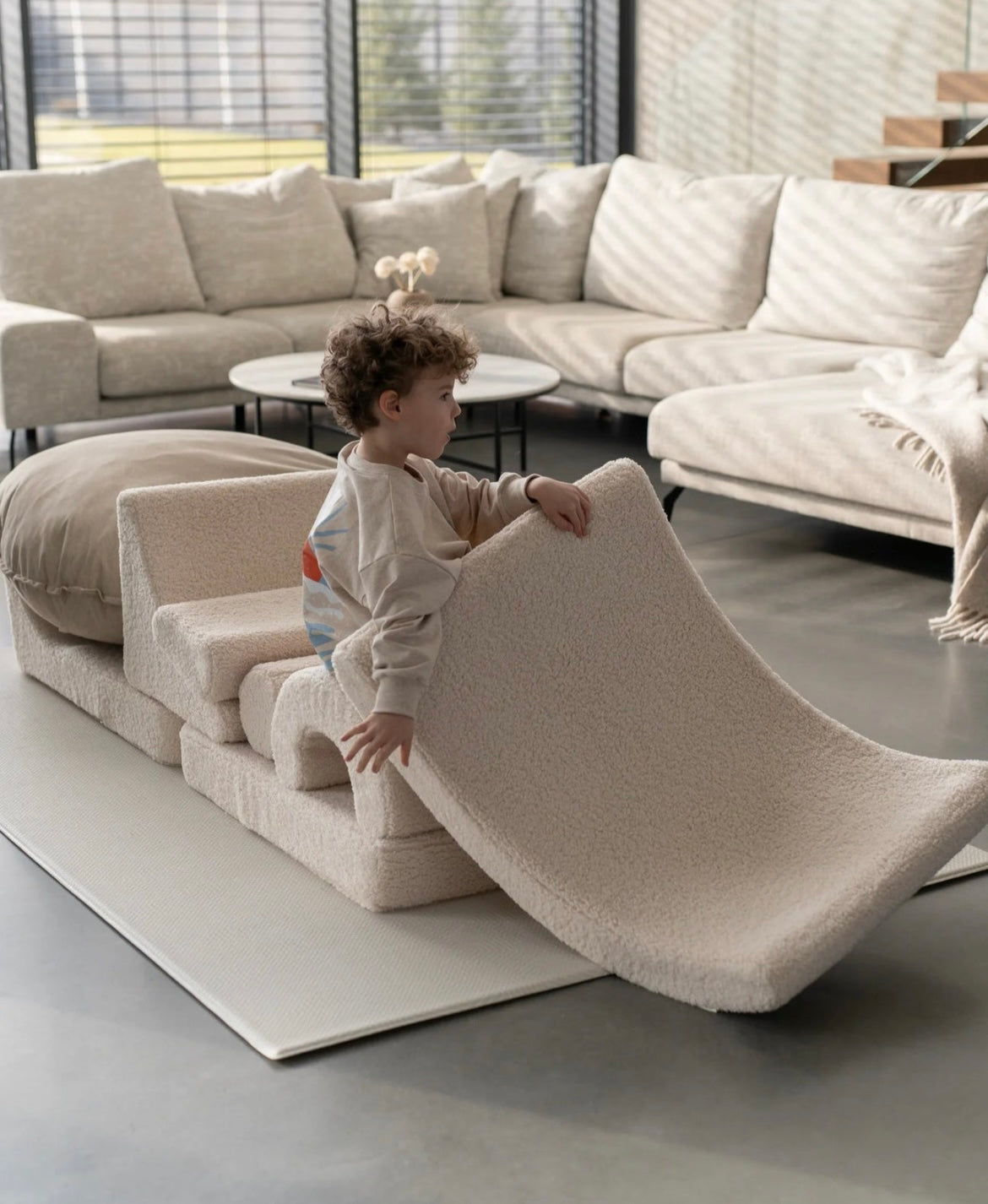 Wigiwama Moon Chair Teddy Cremeweiß