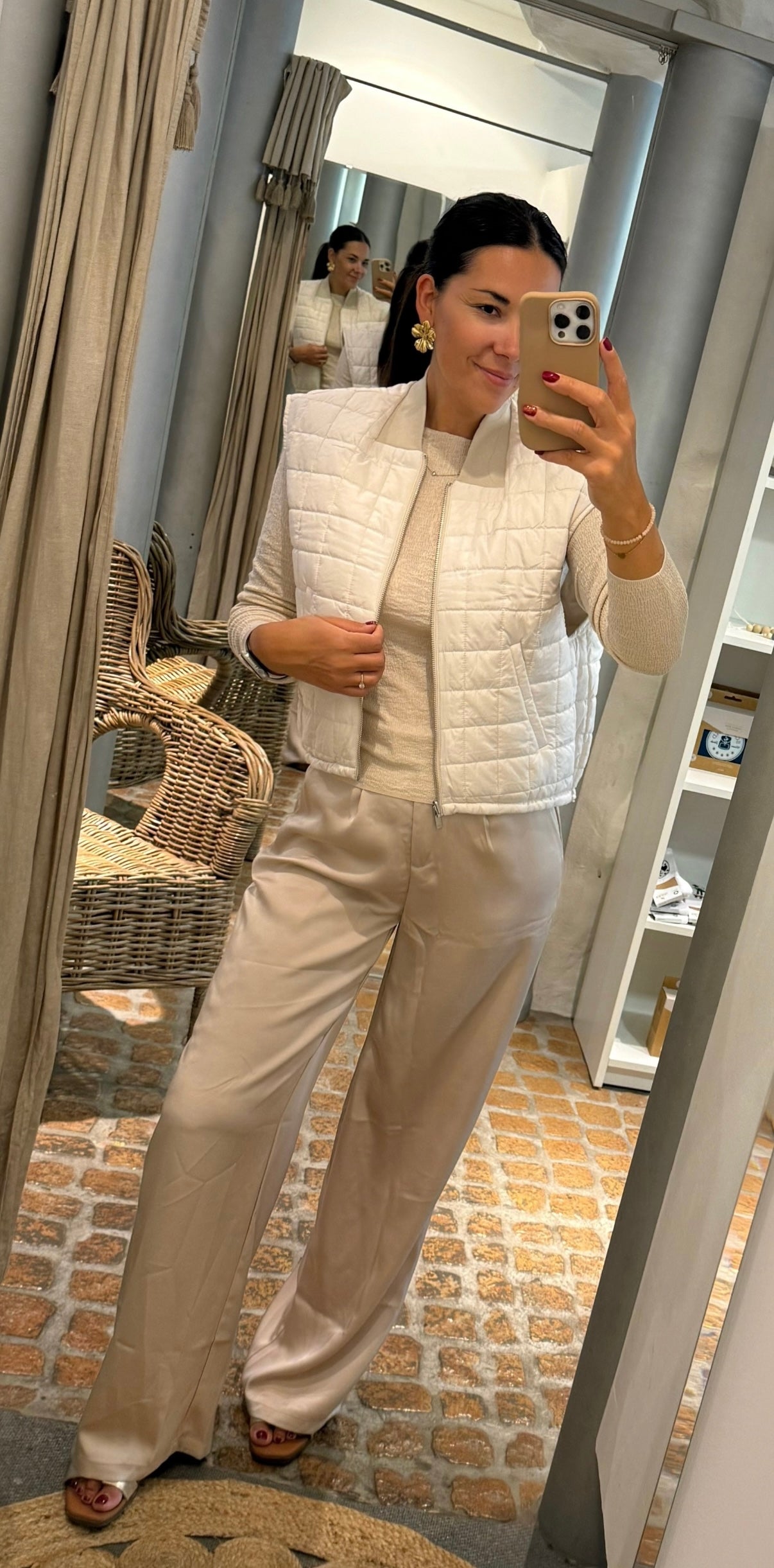 YAYA Gepolsterte Wendeweste mit Reißverschluss in beige