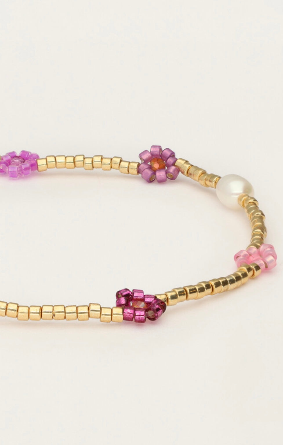 My Jewellery Sunrocks elastisches Armband mit pinken Blumen und Süßwasserperlen