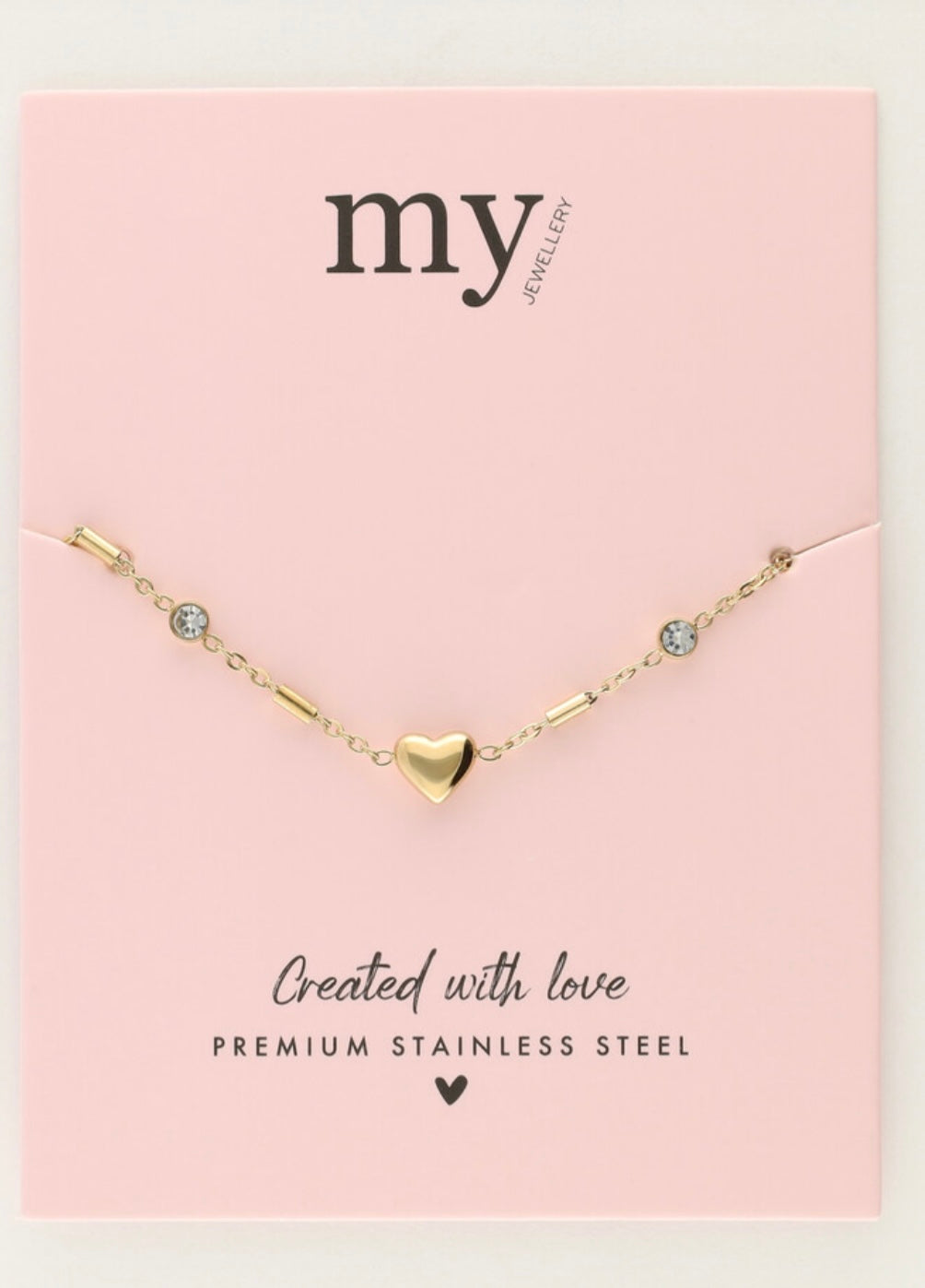 My Jewellery Minimalistisches Armband mit Herz und Strasssteinen gold