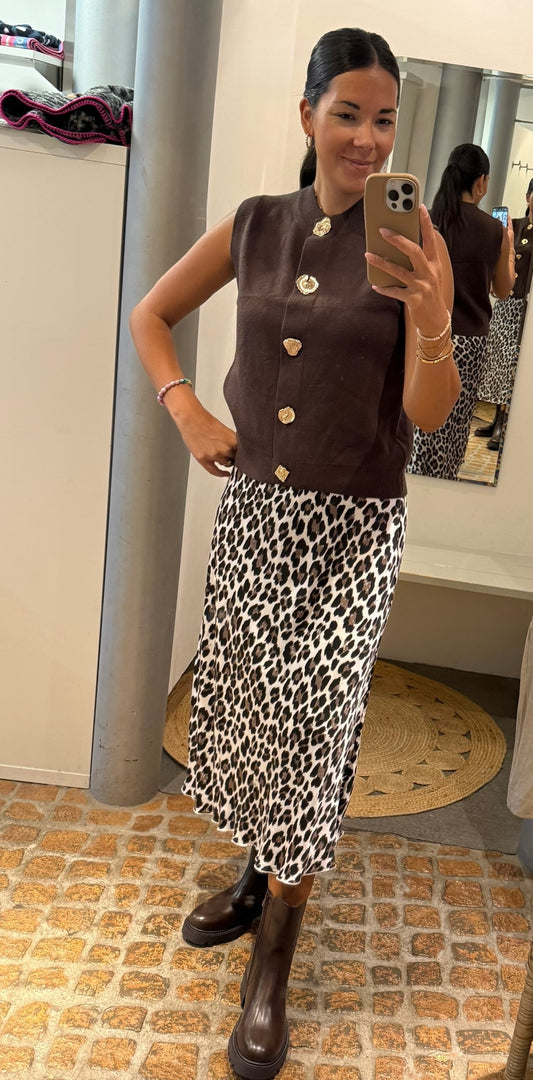 Strickweste Beautiful Buttons in braun