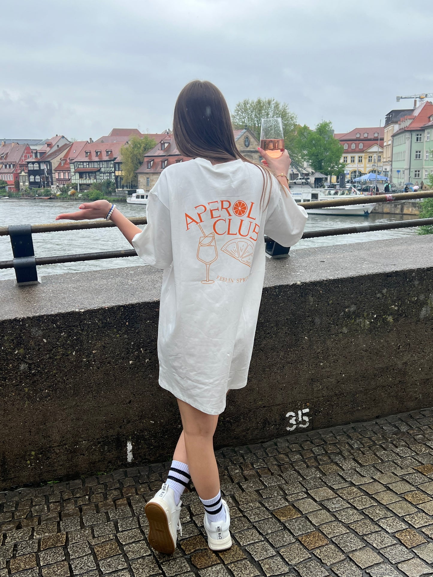 Shirtdress „Aperol“ in weiß