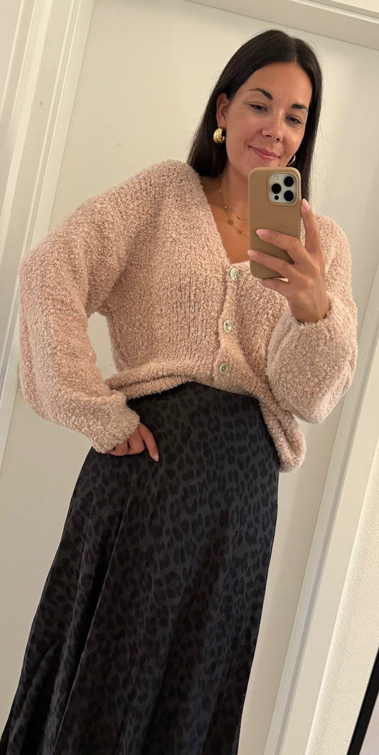 Zwillingsherz Plüsch Cardigan in mauve