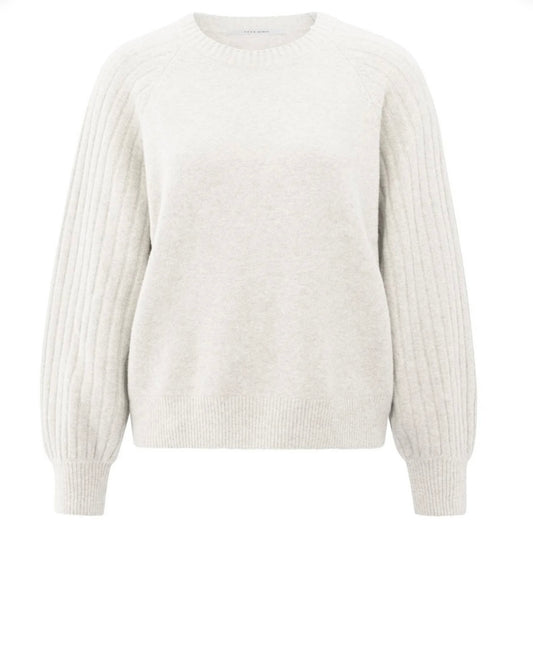 YAYA Pulli mit gerippten Ärmeln Offwhite