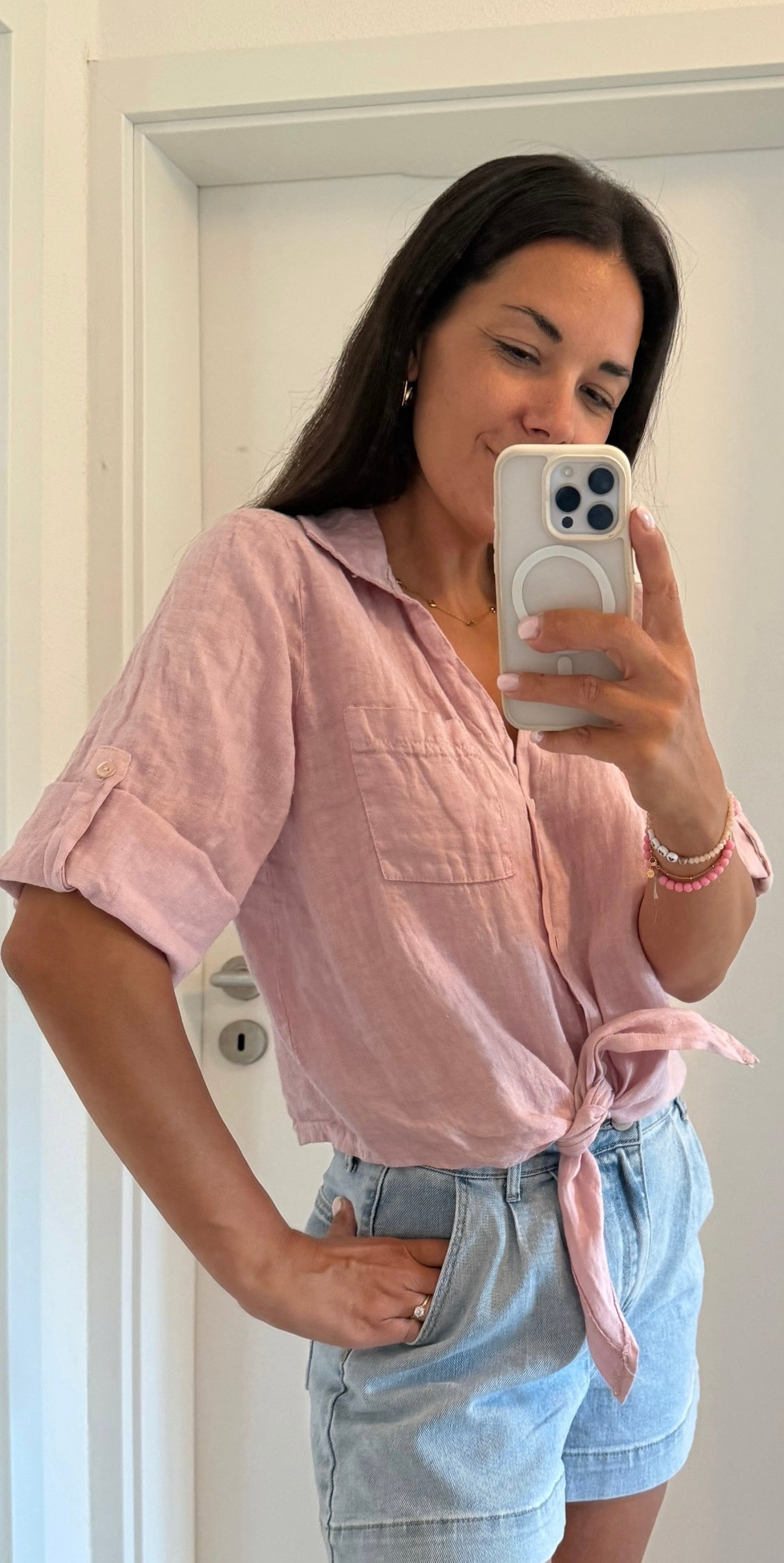 Leinen Bluse in mauve