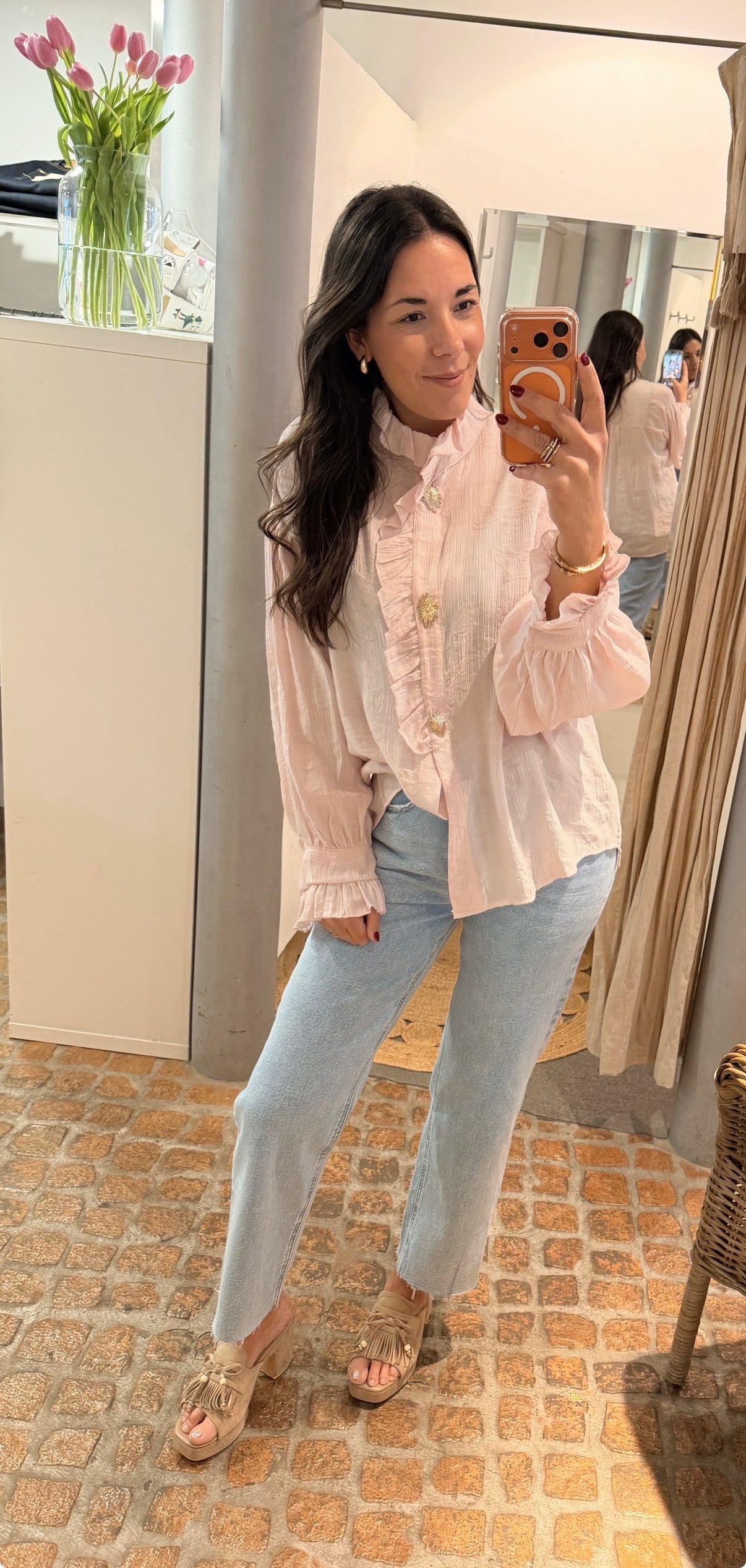 BLUSE CLASSIC ROSE BUTTON GOLD